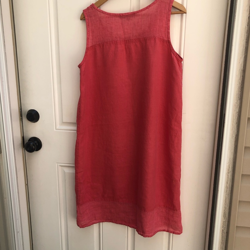 FLAX Sleeveless Pink Linen Shift Dress - Picture 3 of 9